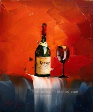Vin en rouge 2 Kal Gajoum texturé Peinture à l'huile